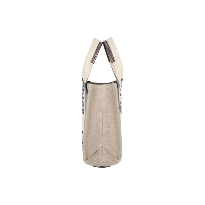 Chloe Woody Linen Tote Bag, Shopping Bag, Shoulder Bag, Crossbody Bag, Handbag Trumpets Women's Khaki & Beige-1