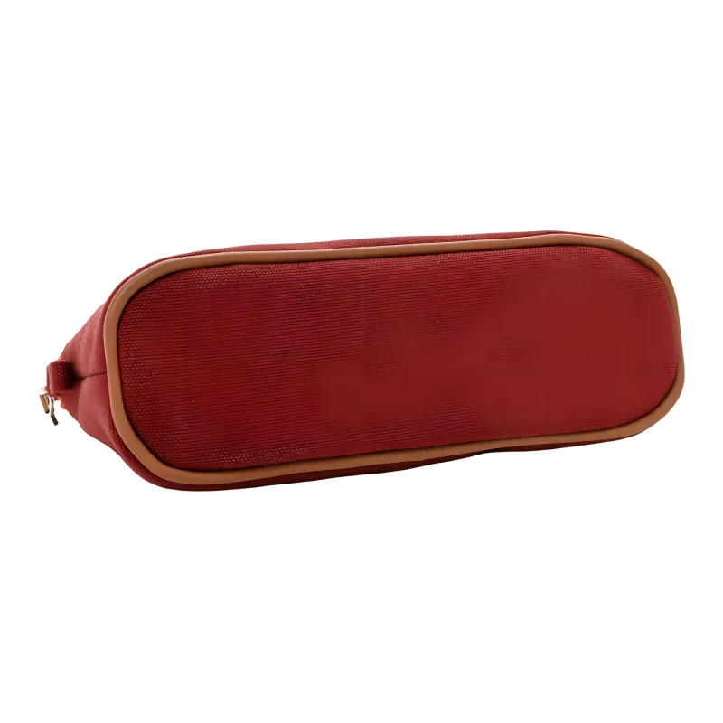 HERMES Bolide Carrousel Cotton With Sheepskin Binding Pencil Case Makeup Bag Mini Women's Fire Orange/Morello Cherry-2