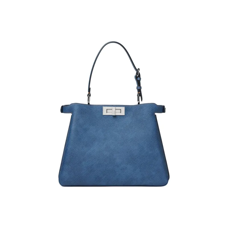 FENDI Peekaboo Leather Handbag Medium Size Women's Blue-2