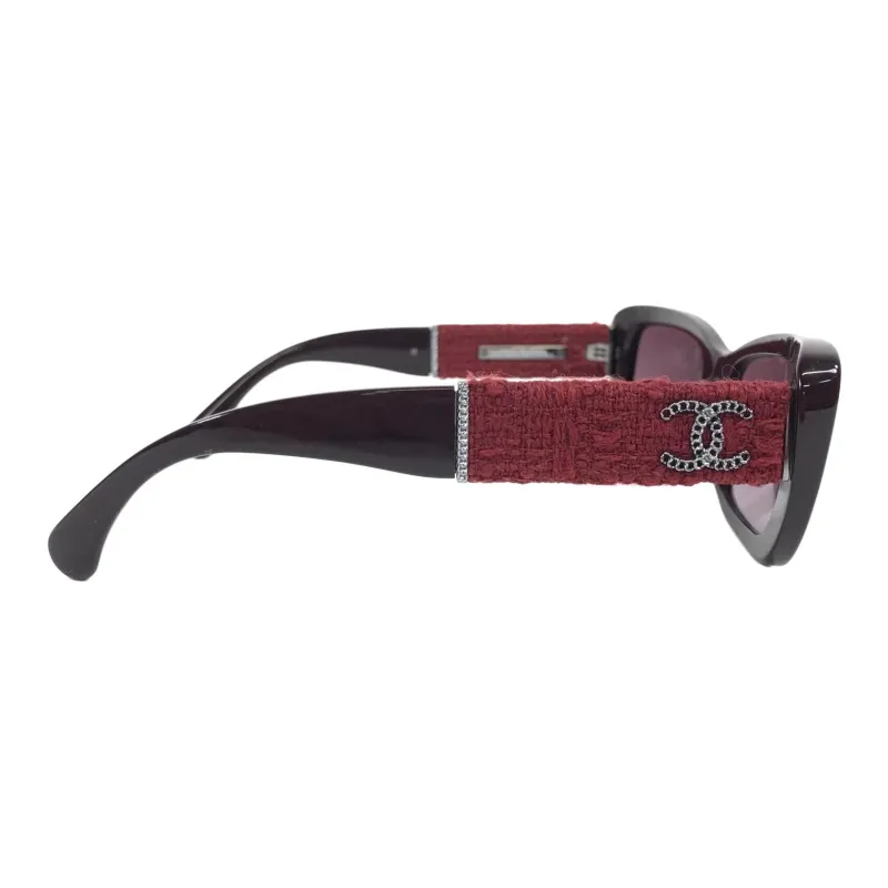 CHANEL Acetate Metal Rectangular Sunglasses Unisex Black-3