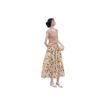 XWI Two Piece Skirt Sets Women's Floral Apricot