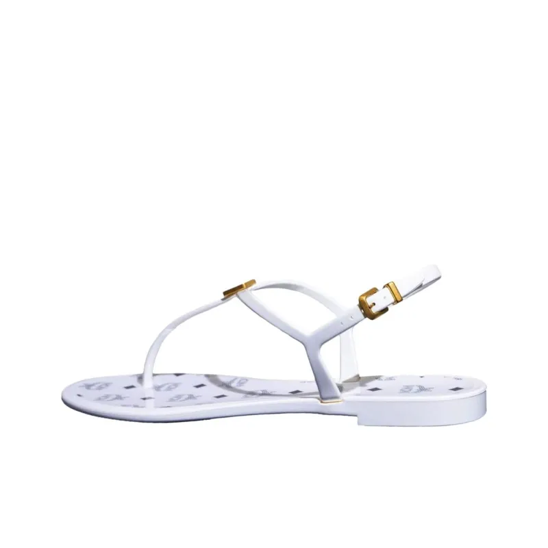 MCM One Strap Sandals Women's White-0