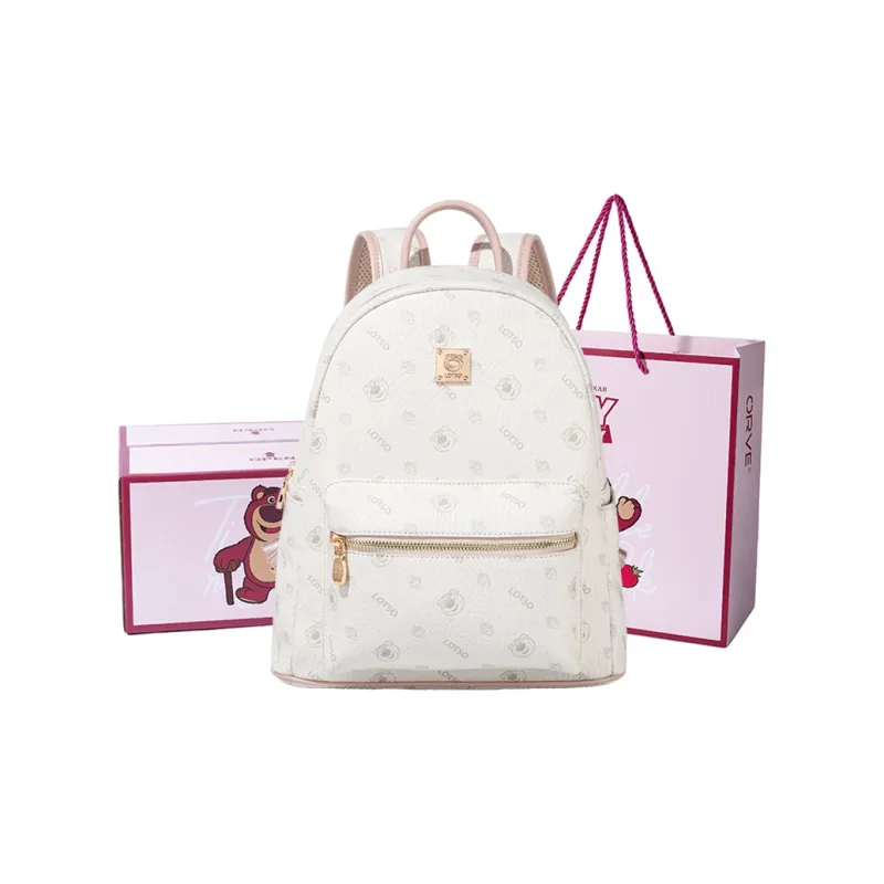 Disney Strawberry Bear Series PVC Backpack Regular Women's Pink/Milk Tea-12