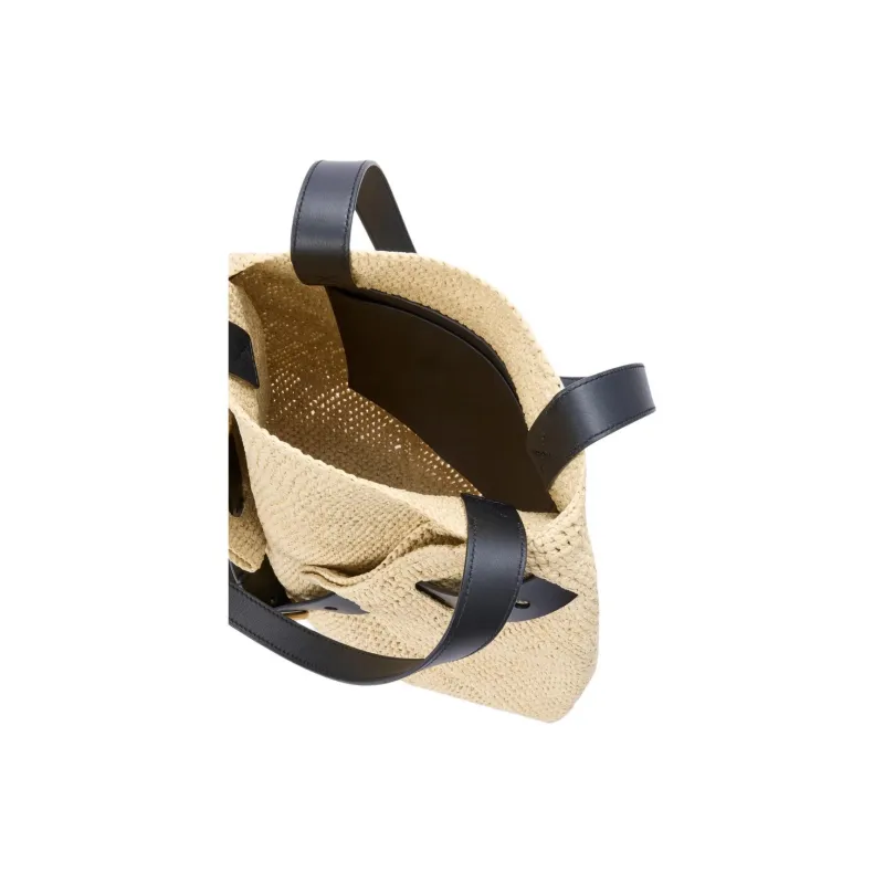 LOEWE Raffia Tote Bag, Shopping Bag, Shoulder Bag Medium Size Women's Beige & Black-4