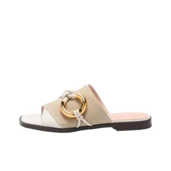 COCCINELLE Abrasion Resistant Slide Slippers Women's White Brown