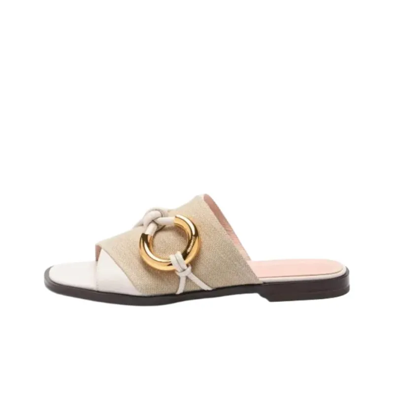 COCCINELLE Abrasion Resistant Slide Slippers Women's White Brown-0