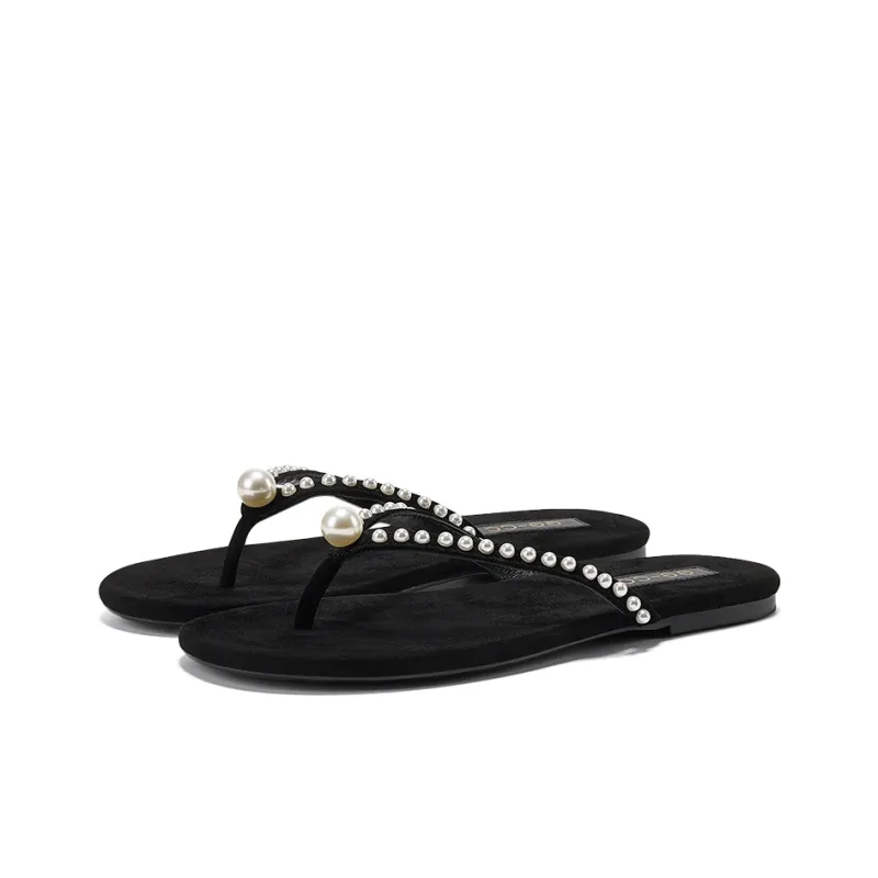 GG CC Rubber Sole Slip Resistant Abrasion Resistant Flip Flops Women's-2