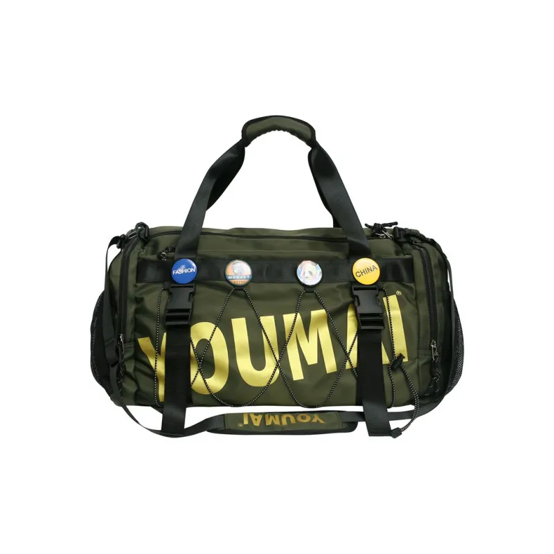MTribe Nylon Double Shoulder Travel Bag Unisex Black/Yellow/Pink/Army Green/Turquoise/Khaki-21