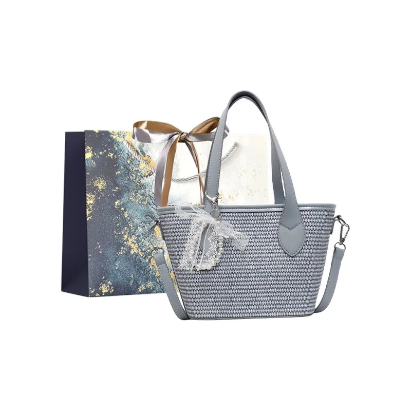 Iman's House Straw Woven Handbag Women's Khaki/Pink/Blue/Black-10