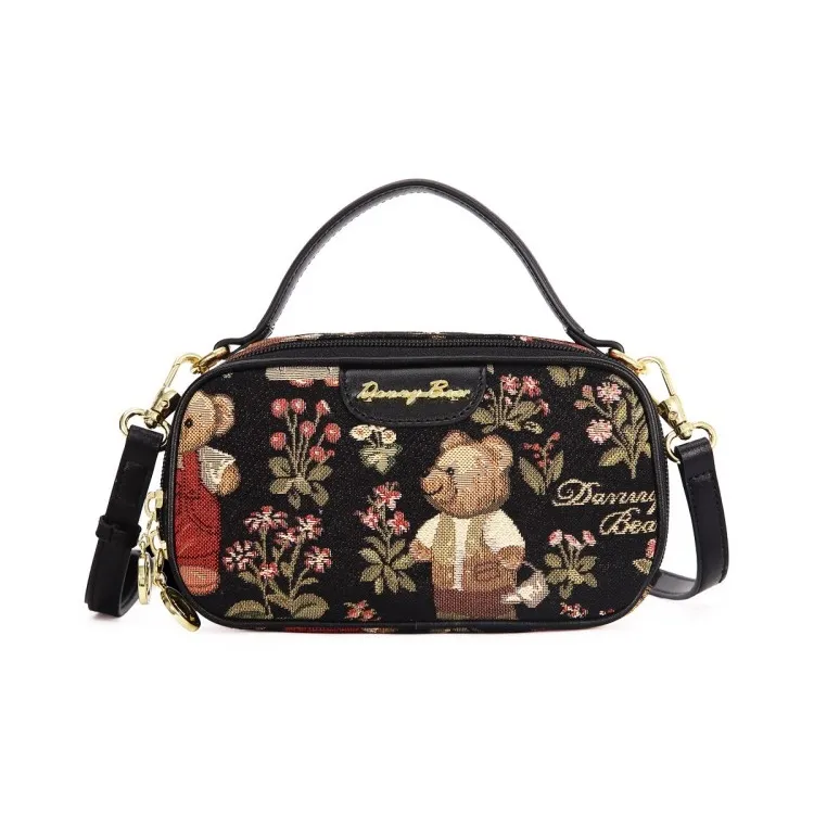 DANNYBEARJEANS Fabric Crossbody Cameras Handbag Unisex Bear Black/Bear White-5