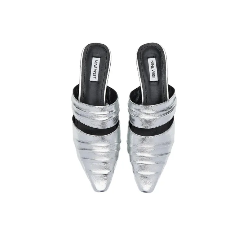 NINE WEST Closed Toe Slippers Women's Silver-4