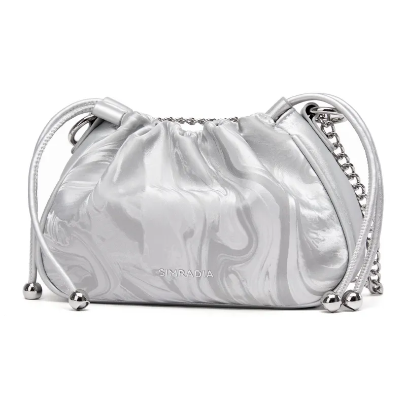 MOYYI Synthetic Leather Cloud Bag, Crossbody Bag, Shoulder Bag Women's Silver/Tofu Dry Color-0