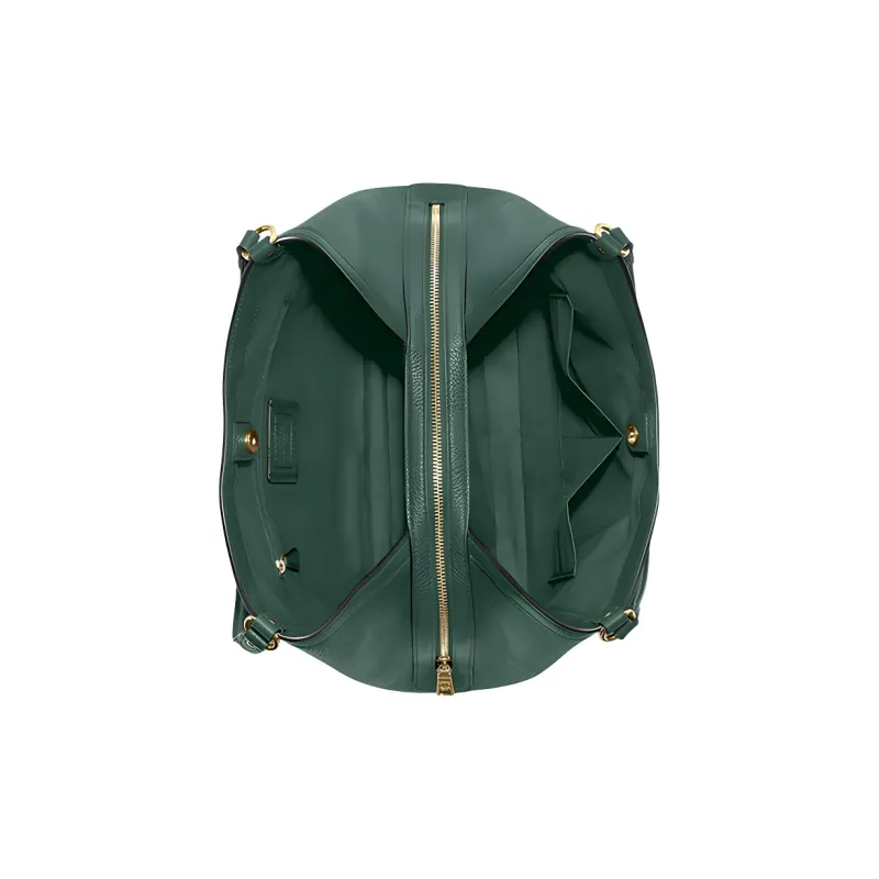 COACH Kristy Pebbled Leather Handbag Shoulder Bag Large Size Women's Dark Green-2
