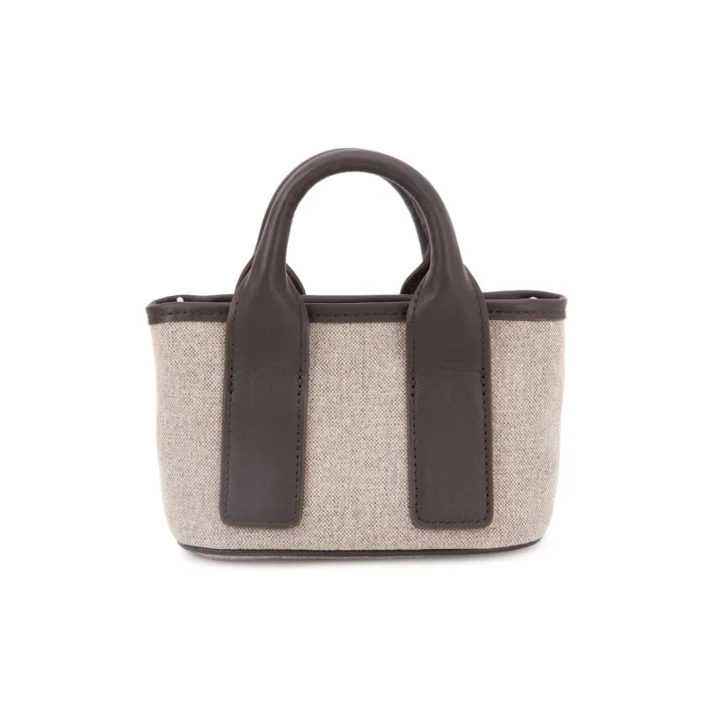 VENOF Top Grain Cow Leather With Canvas Bag One Shoulder Handheld Handbag Trumpets Women's Multicolor-6