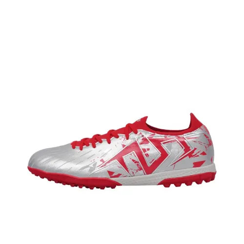 TLSS TF Turf Artificial Ground Cushioning Lightweight Anti Twist Soccer Shoes Men's Silver Red