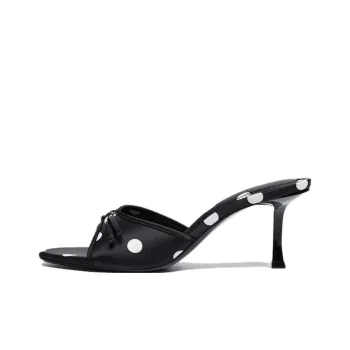 AFJI Abrasion Resistant Slide Slippers Women's Polka Dot Black