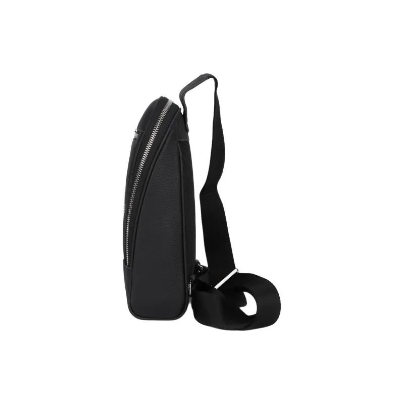 ELLE HOMME Cowhide Leather Textile Shoulder Bag Crossbody Bag Sling Bags Men's Black-2
