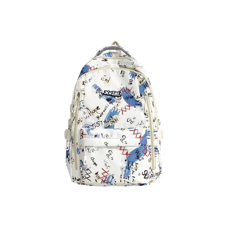 WICKBUEN Composite Cloth Backpack Unisex White/Purple/Green-15