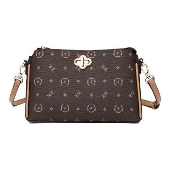 MEXICAN PVC Shoulder Bag, Crossbody Bag Women's Dark Brown/Khaki