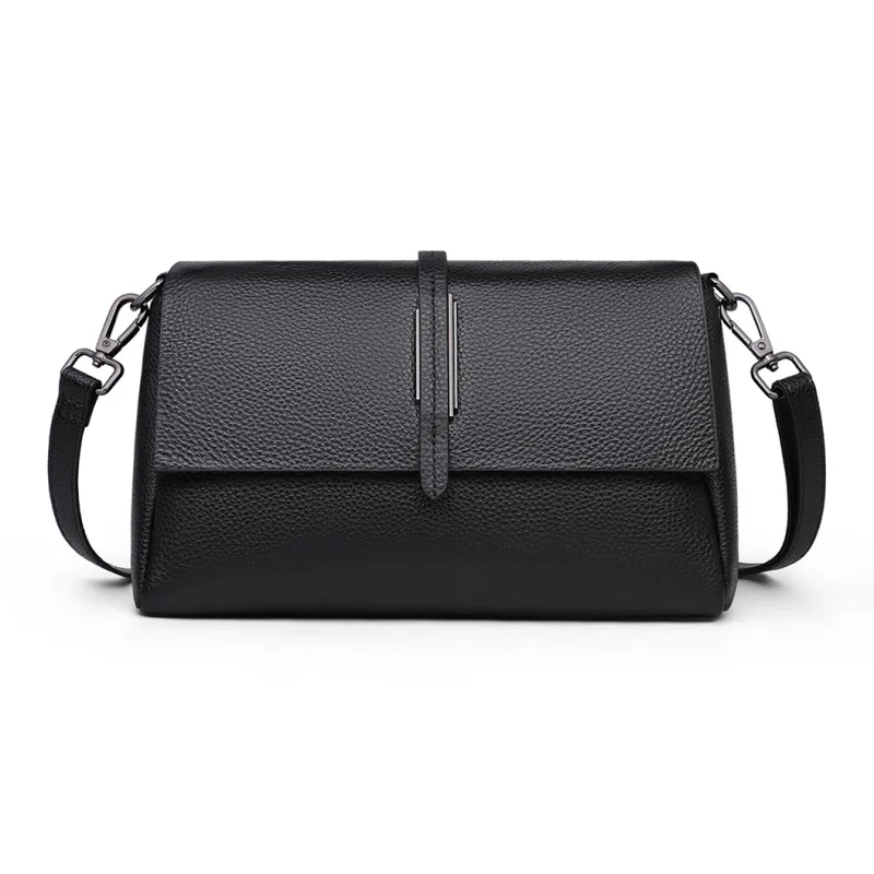 PT'SON Cow Leather Portable Crossbody Bag, Shoulder Bag Regular Women's Black-2