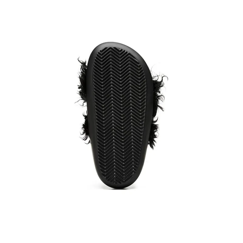 XMZY Initial Round Collection Leather Patchwork Abrasion Resistant Slide Slippers Women's-4