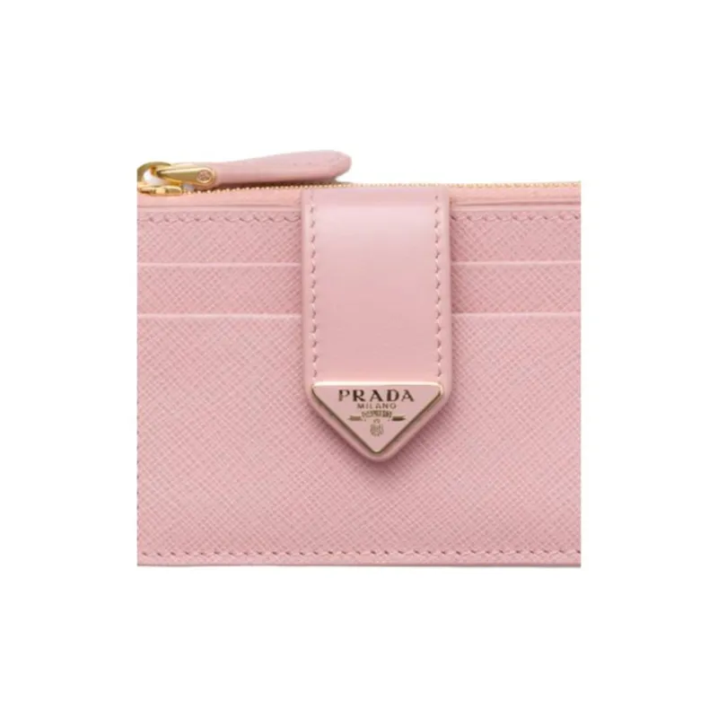 PRADA Calfskin Card Holder Women's Peach-3