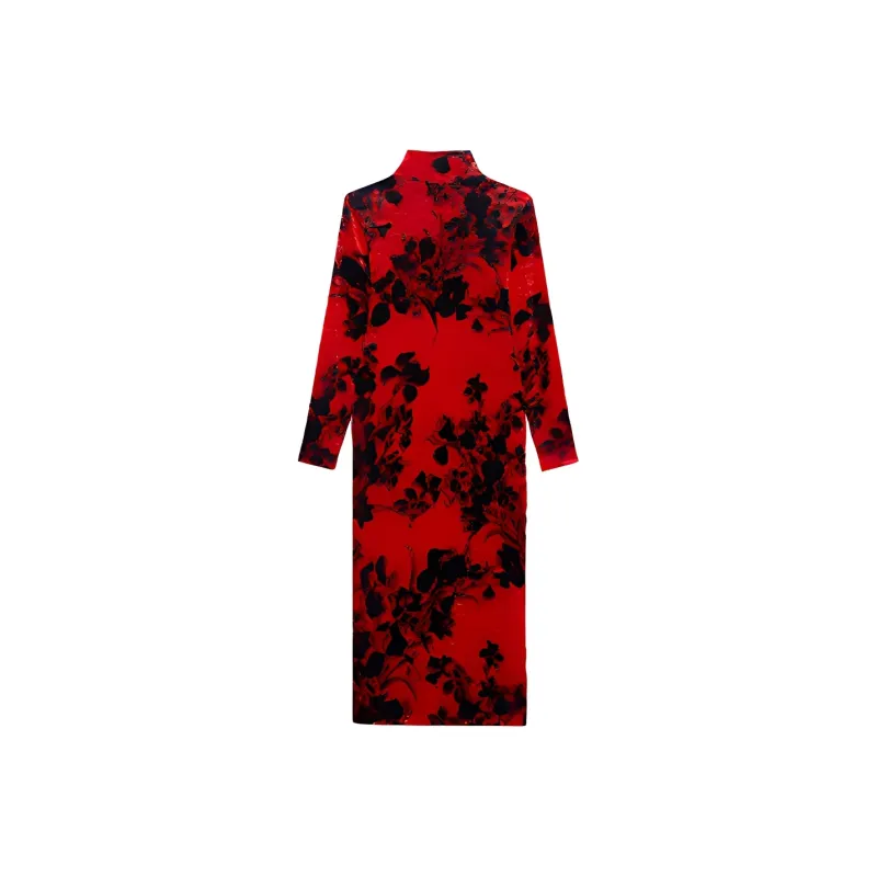 Balenciaga Long Sleeved Dresses Women's Red-1