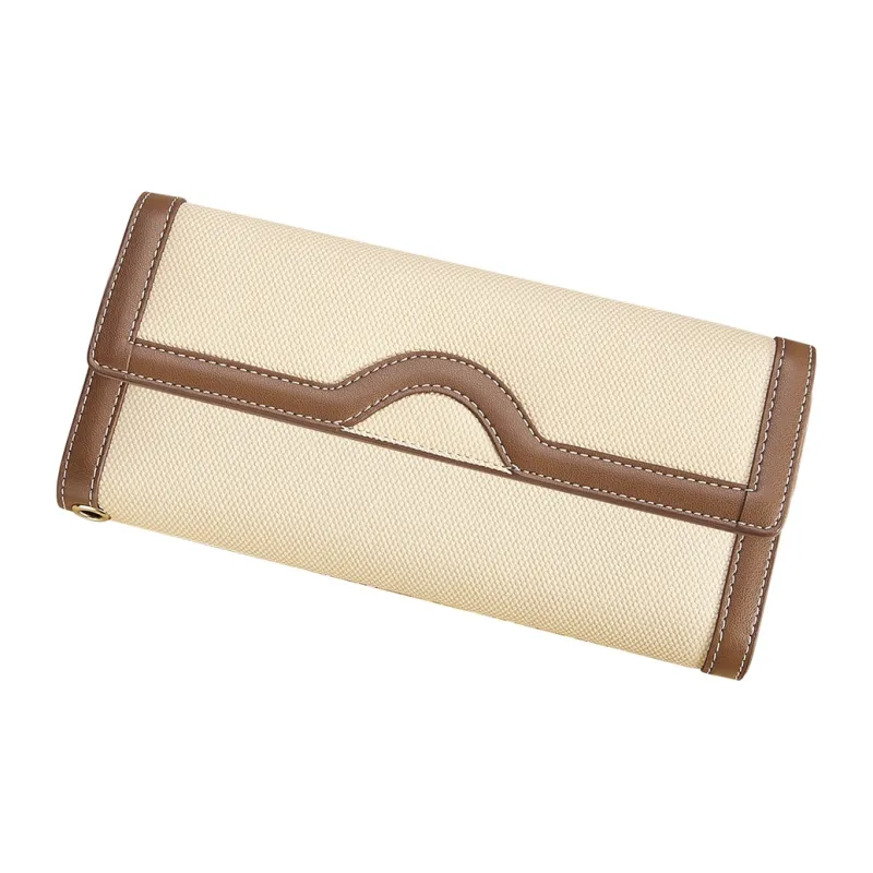 WilliamPOLO Fabric Wallet Women's White & Coffee-2