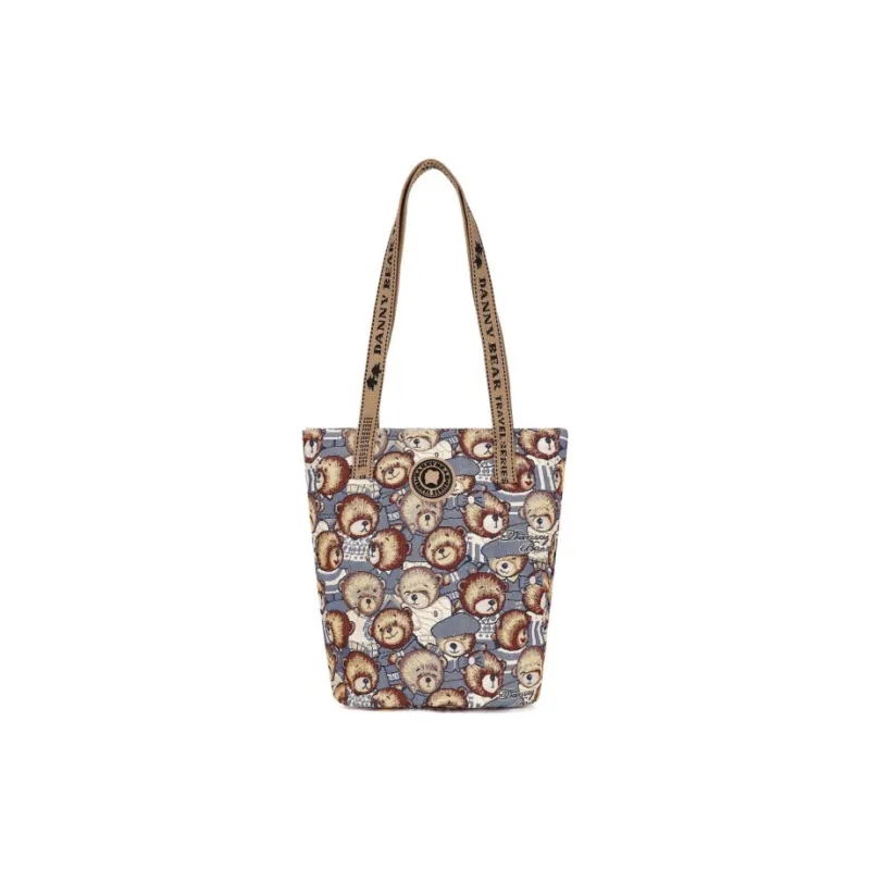 DANNYBEARJEANS Fabric Tote Bag, Shopping Bag, Shoulder Bag Women's Vintage Bear Blue-0
