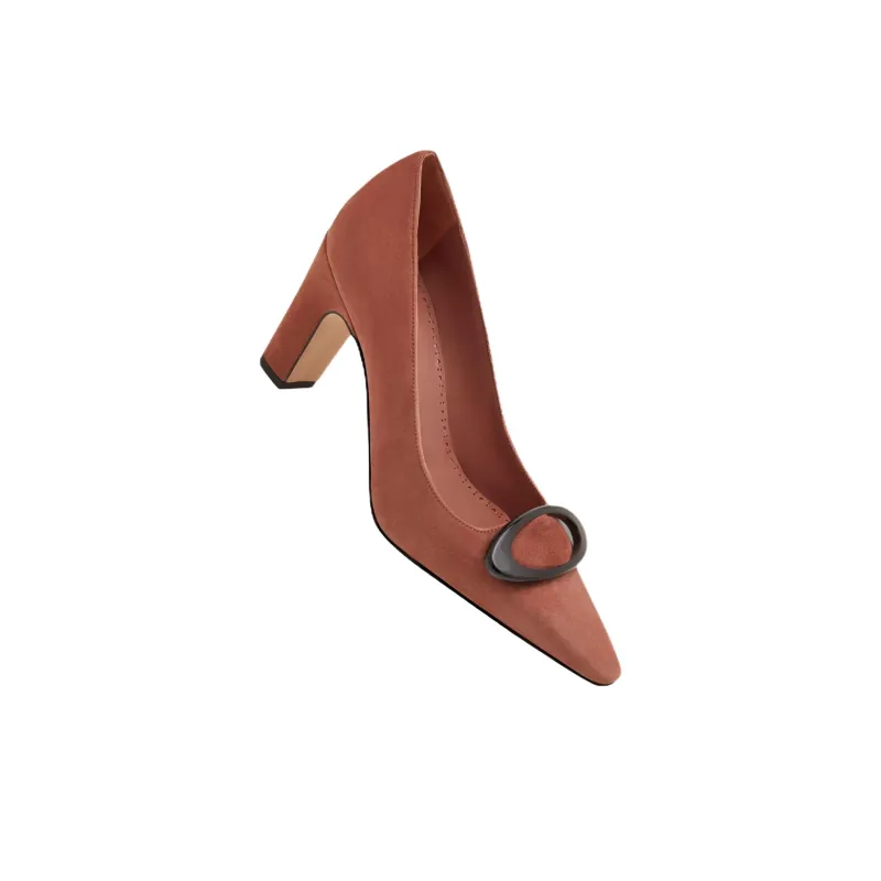 MANOLO BLAHNIK Fenixhi Chunky Heel High Heels 9cm Women's Brown-3