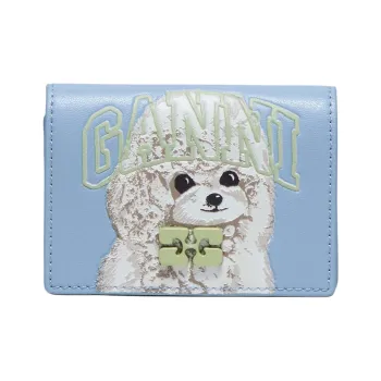 GANNI Recycled Leather Card Holder Women's Blue
