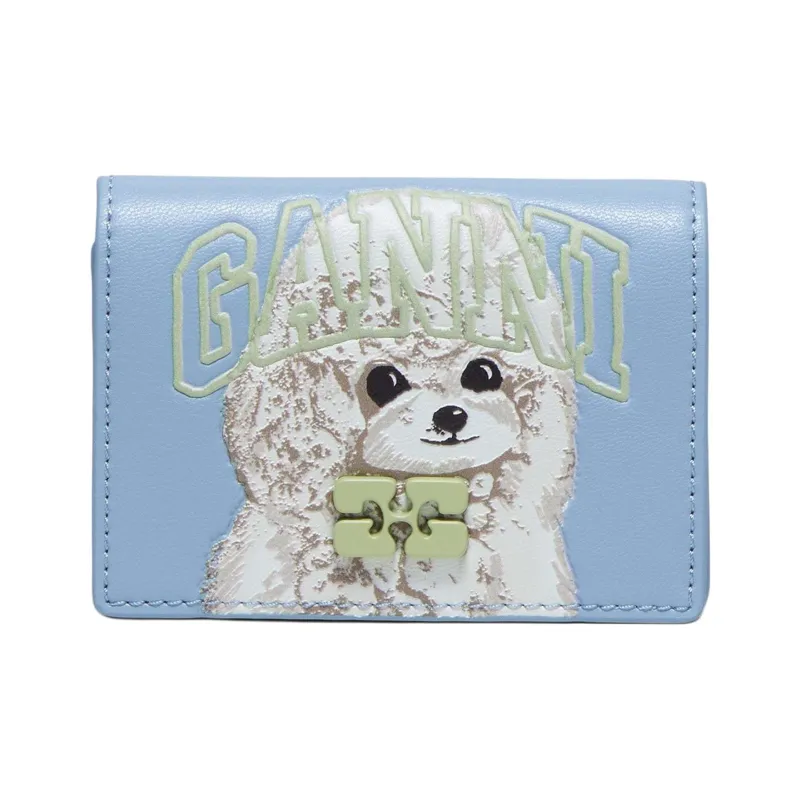 GANNI Recycled Leather Card Holder Women's Blue-0