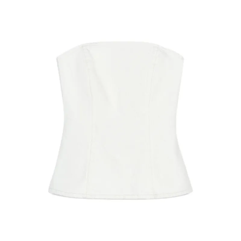 ZARA Trf Strapless Tops Women's White-0