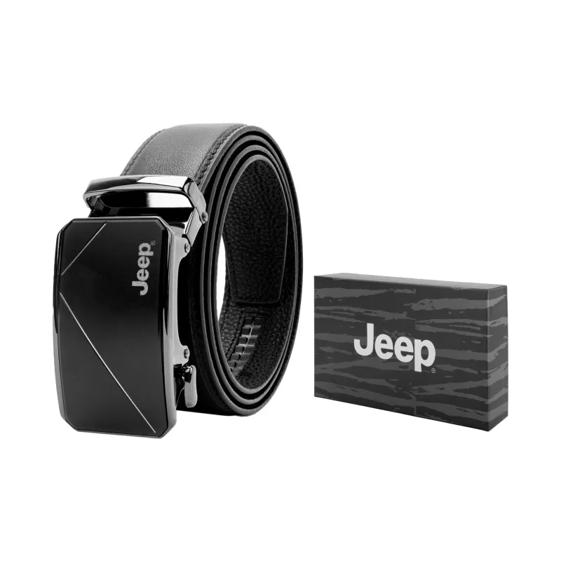 Jeep Cow Leather Belts Men's Black/Litchi Grain Black Width  3.5cm-1