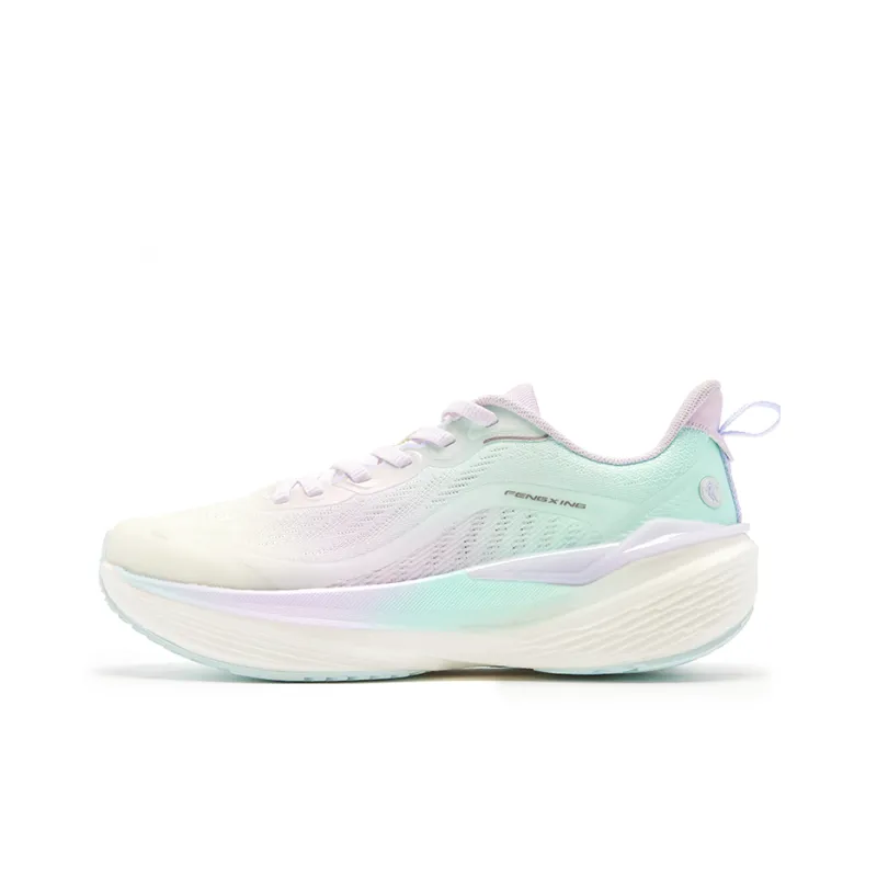 QIAODAN Shock Absorbers With Slip Resistant Features Low Top Casual Running Shoes Women's White Green Purple-0