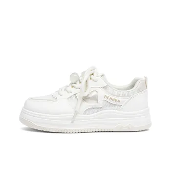 RENBEN Slip Resistant Abrasion Resistant Shock Absorbers Low Top Skateboard Shoes Women's White