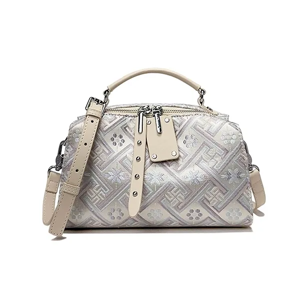 ESNSY Zhuangjin One Shoulder Handbag Women's White-4