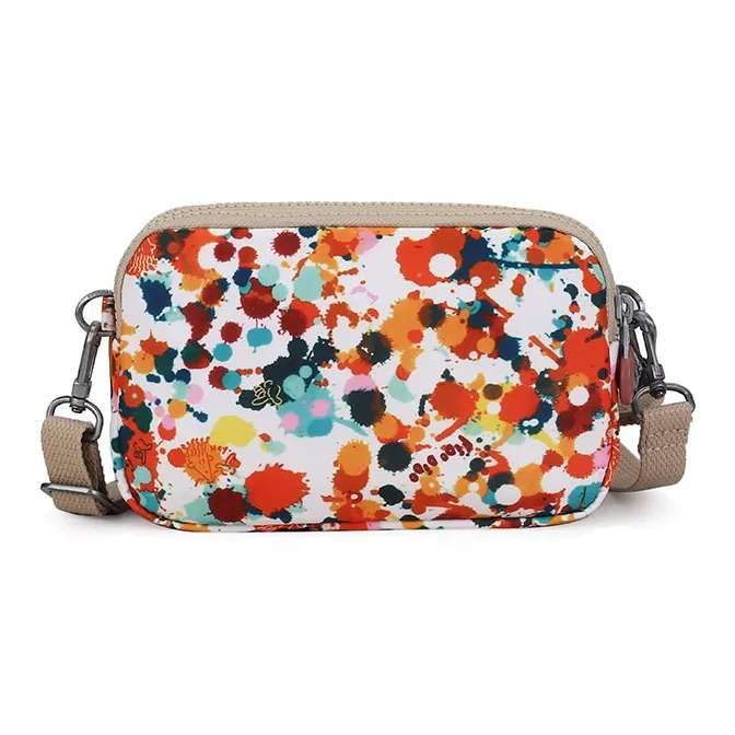 FIDO DIDO Oxford Small Square Bag Shoulder Bag, Crossbody Bag Women's Ink Splatter Flower-3
