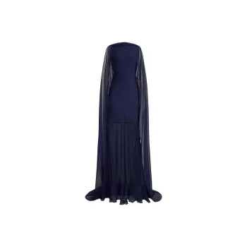 Ralph Lauren Collection Sheer Cape Evening Gown