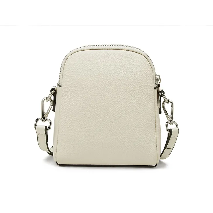Old Man's Head Cow Leather Shoulder Bag, Crossbody Bag Women's Ecru/Black/Gray-3