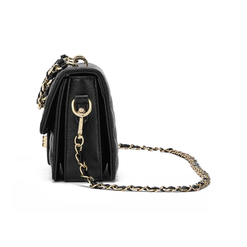 CORALDAISY Synthetic Leather Small Square Bag, Shoulder Bag, Crossbody Bag, Handbag Women's Hepburn Black-3