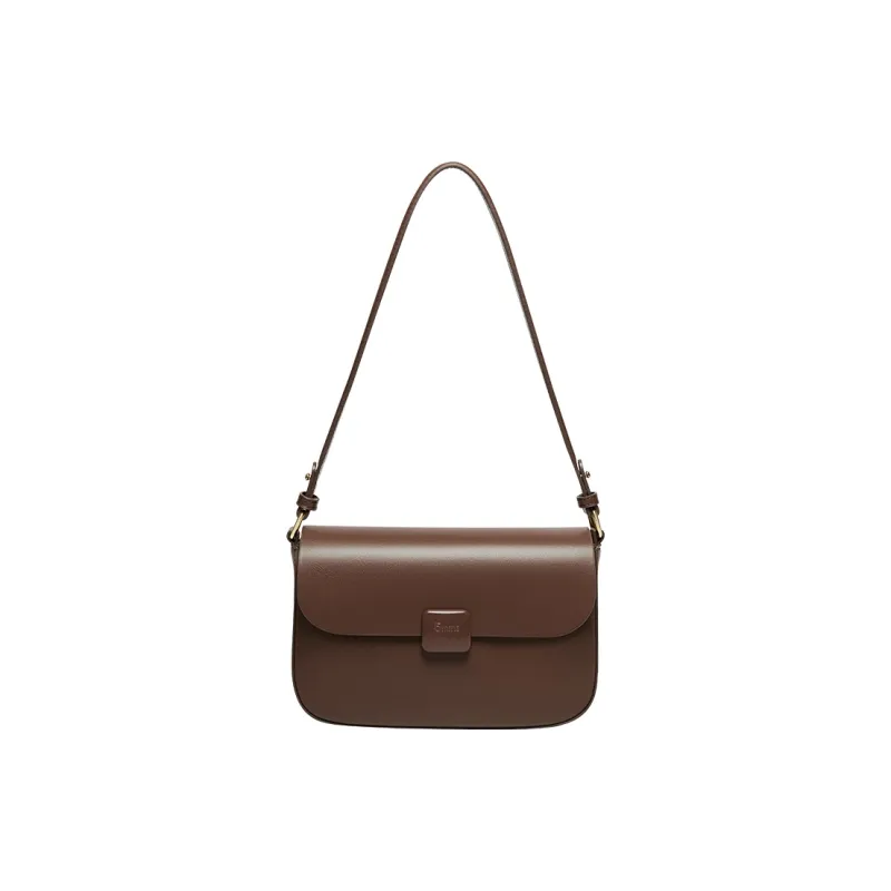 15 MINS Cow Leather Shoulder Bag, Crossbody Bag, Tofu Bag Women's Midnight Black/Coffee/Ecru-0