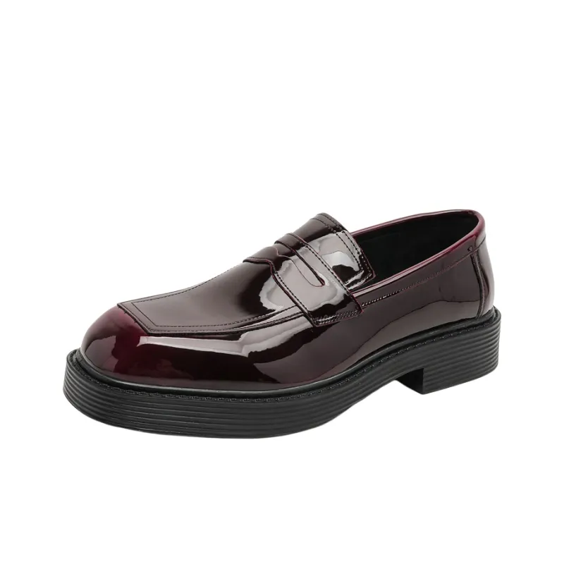 SOBB Loafers Men Black/Red/Brown/Green/Patent Leather/Blue/Purple/Charcoal Black/Gray-36