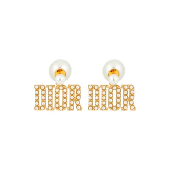 DIOR Metallic Pearls Earrings Women's