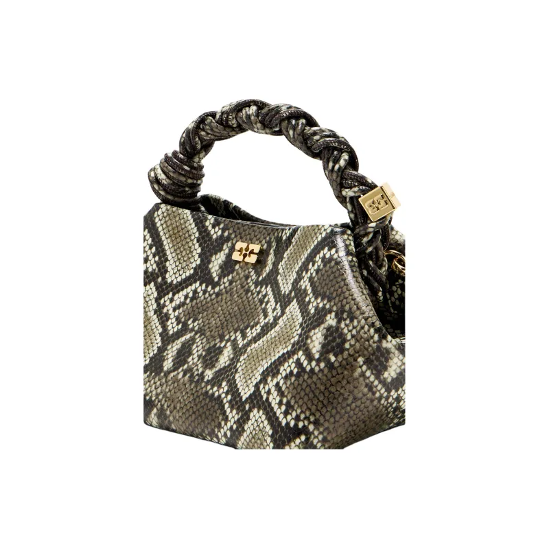 GANNI Leather One Shoulder Handbag Trumpets Women's Snakeskin Print Multicolor-2
