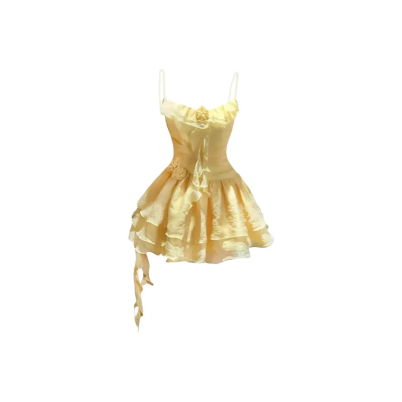 GOSO Slip Dresses Women's Yellow-1