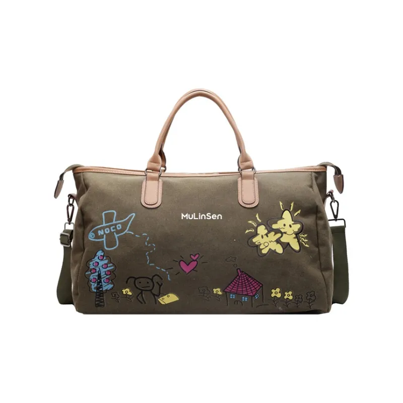 Mulinsen Polyester With Canvas Travel Bag Unisex Black/Green/Coffee-2