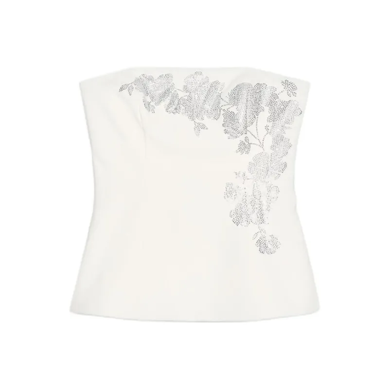 ZARA Strapless Tops Women's Frosted White-0