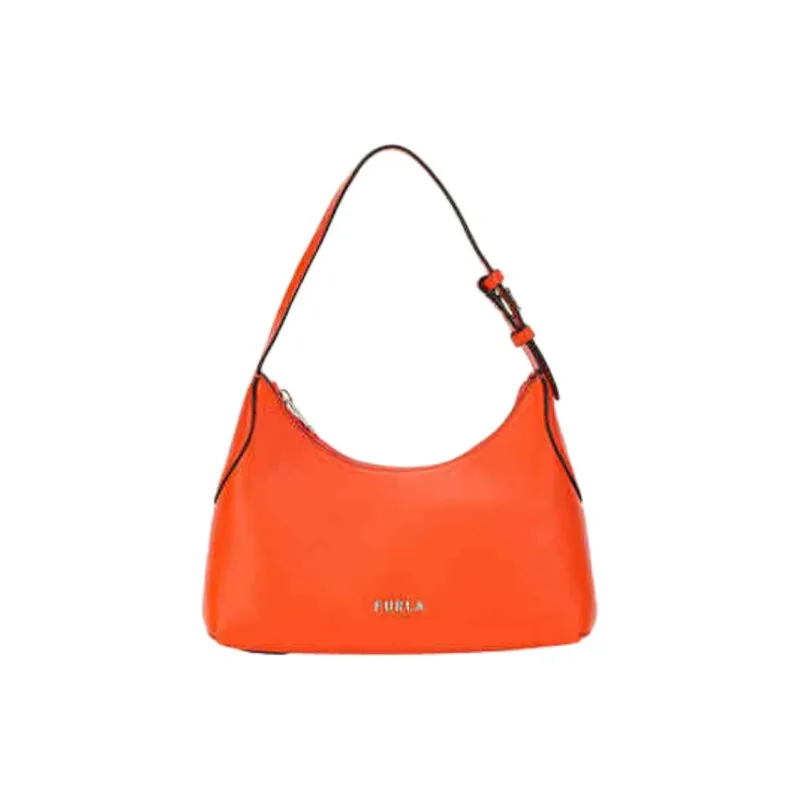 Furla Danae Cow Leather Hobo Bag, Handbag, Shoulder Bag Trumpets Women's Orange Yellow-0