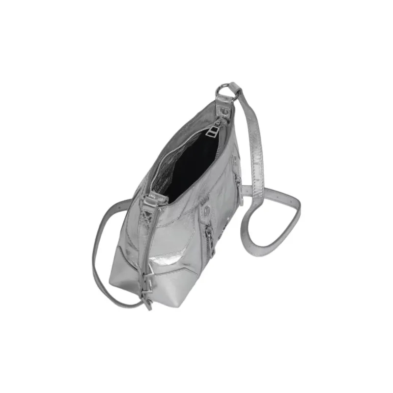 Zadig & Voltaire Cow Leather Shoulder Bag Trumpets Women's Silver-4